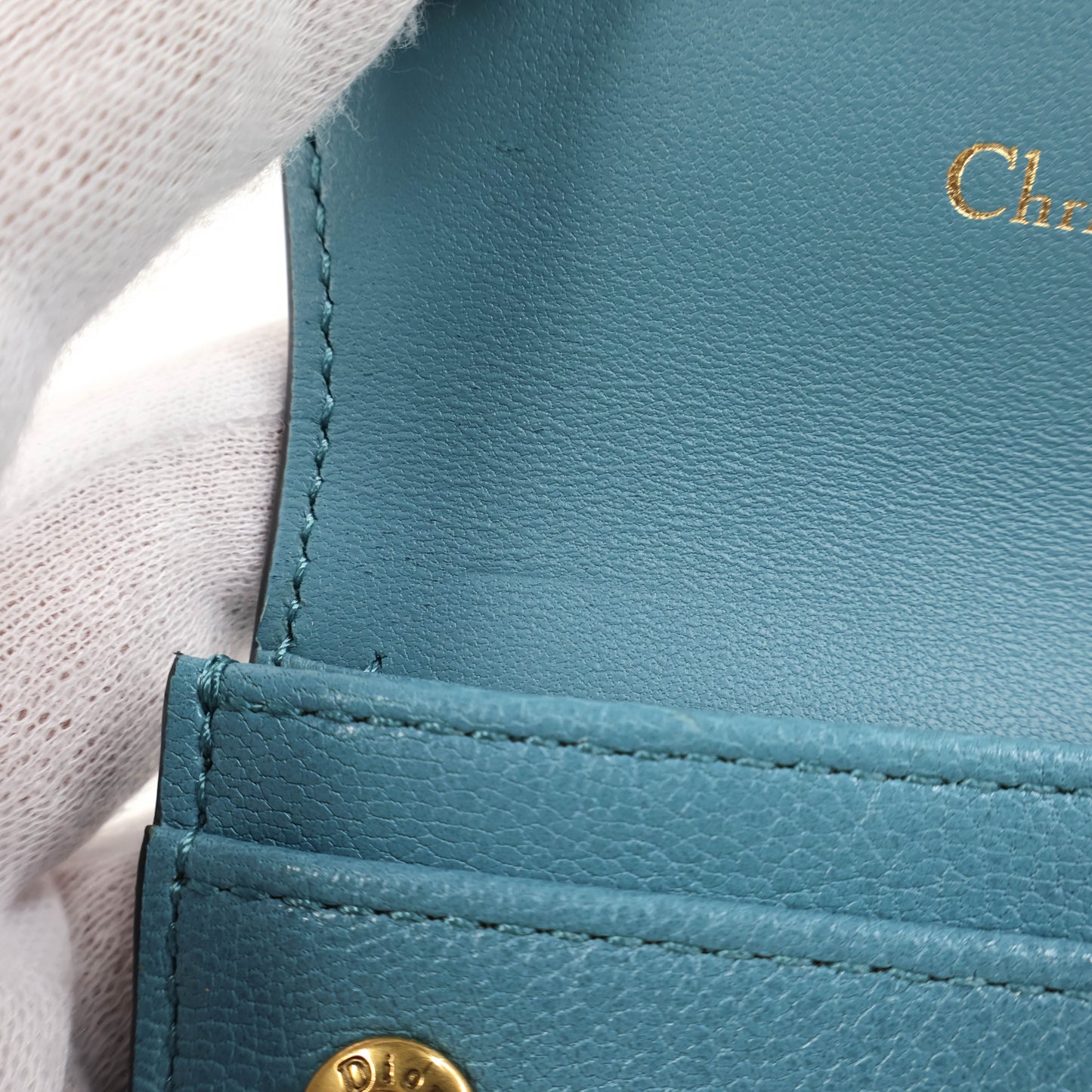 Christian Dior Saddle Card Holder Blue