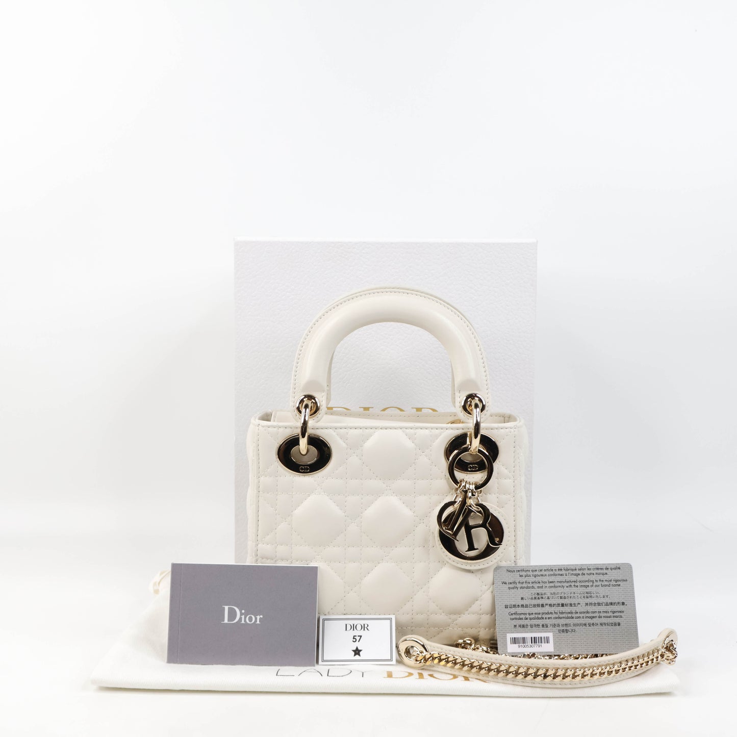 Dior Mini Lady Dior Bag White Cannage Lambskin