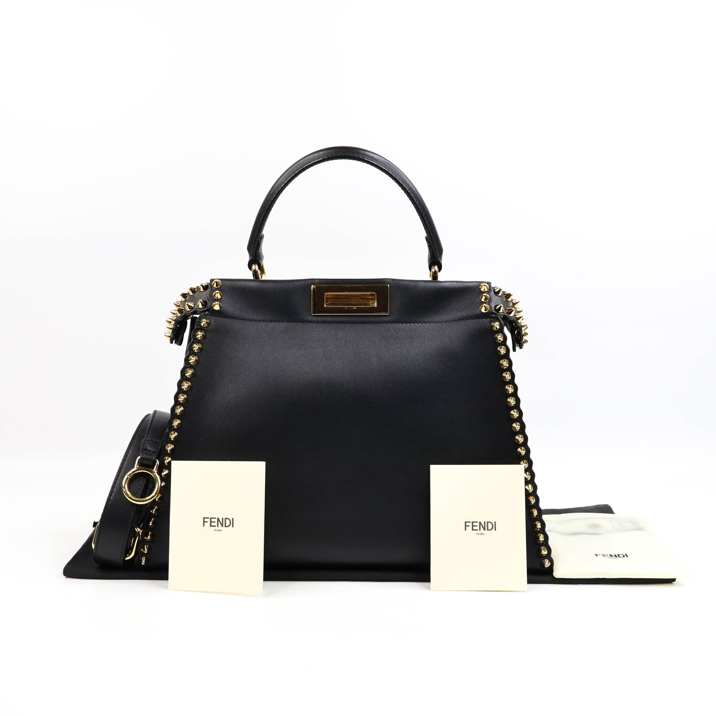 Fendi Peekaboo Medium Black Stud Gold