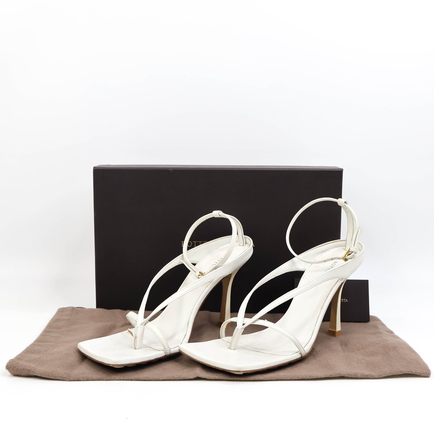 Bottega Sandals Heels Strap White 37.5