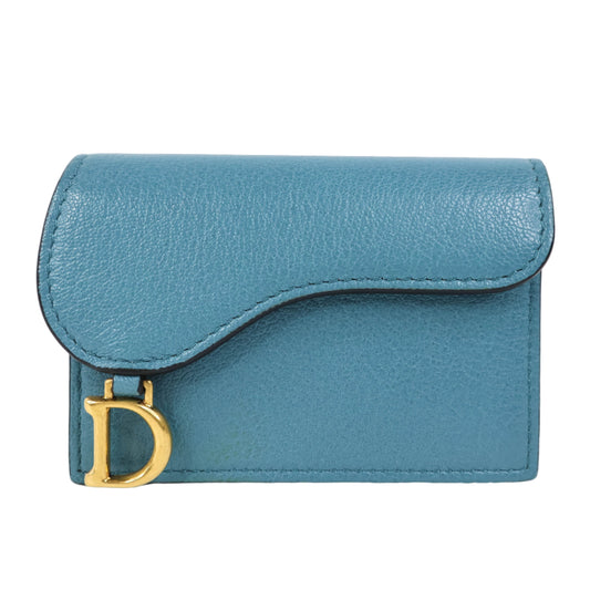 Christian Dior Saddle Card Holder Blue