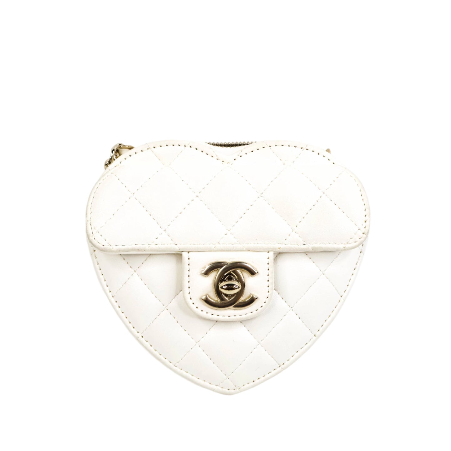 Chanel Heart Bag Small White Lamb