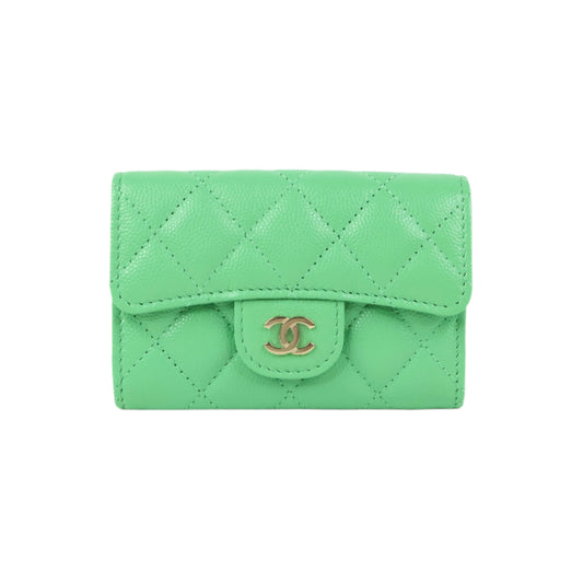 Chanel Flap Card Holder Green