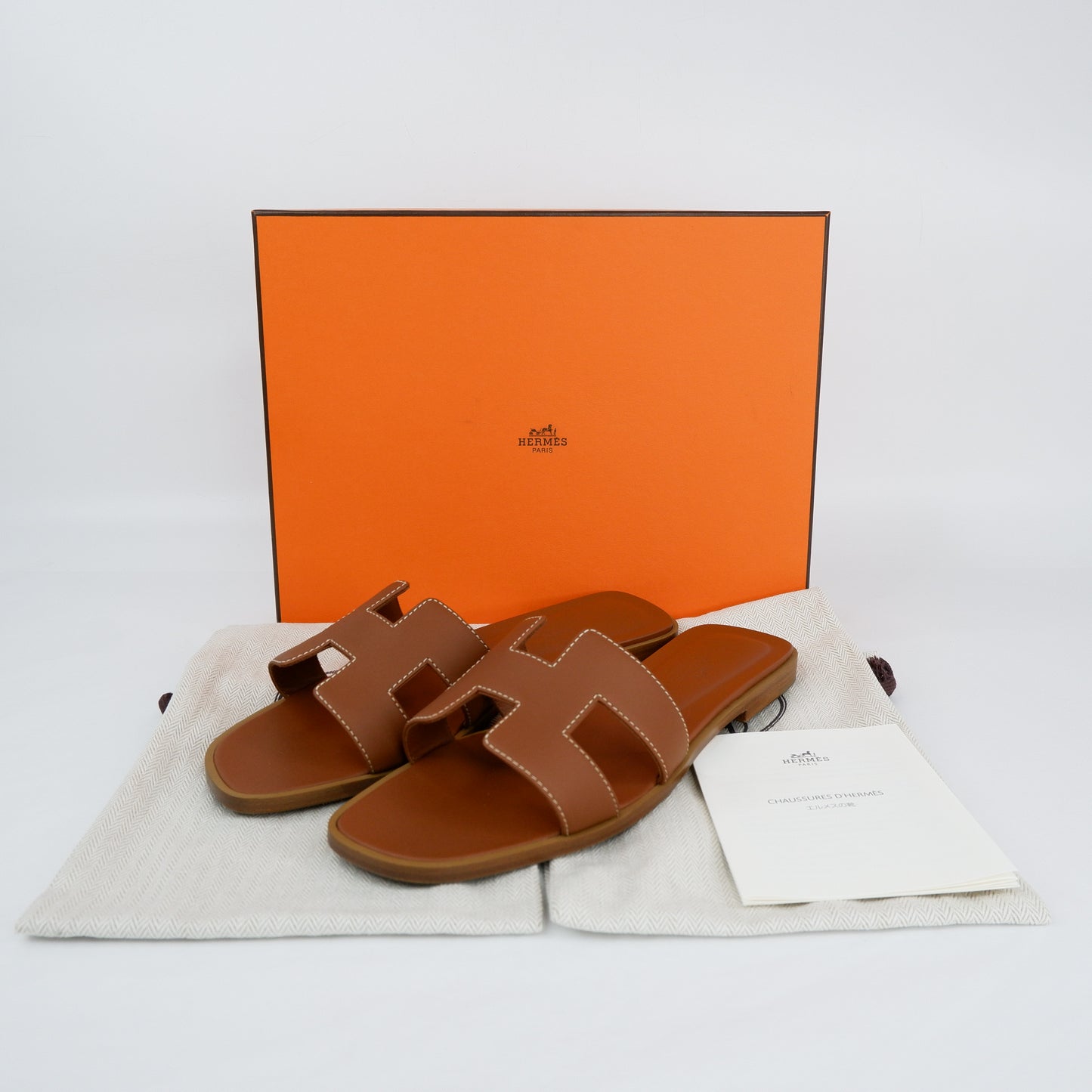 Hermes Oran Sandals Gold 37.5