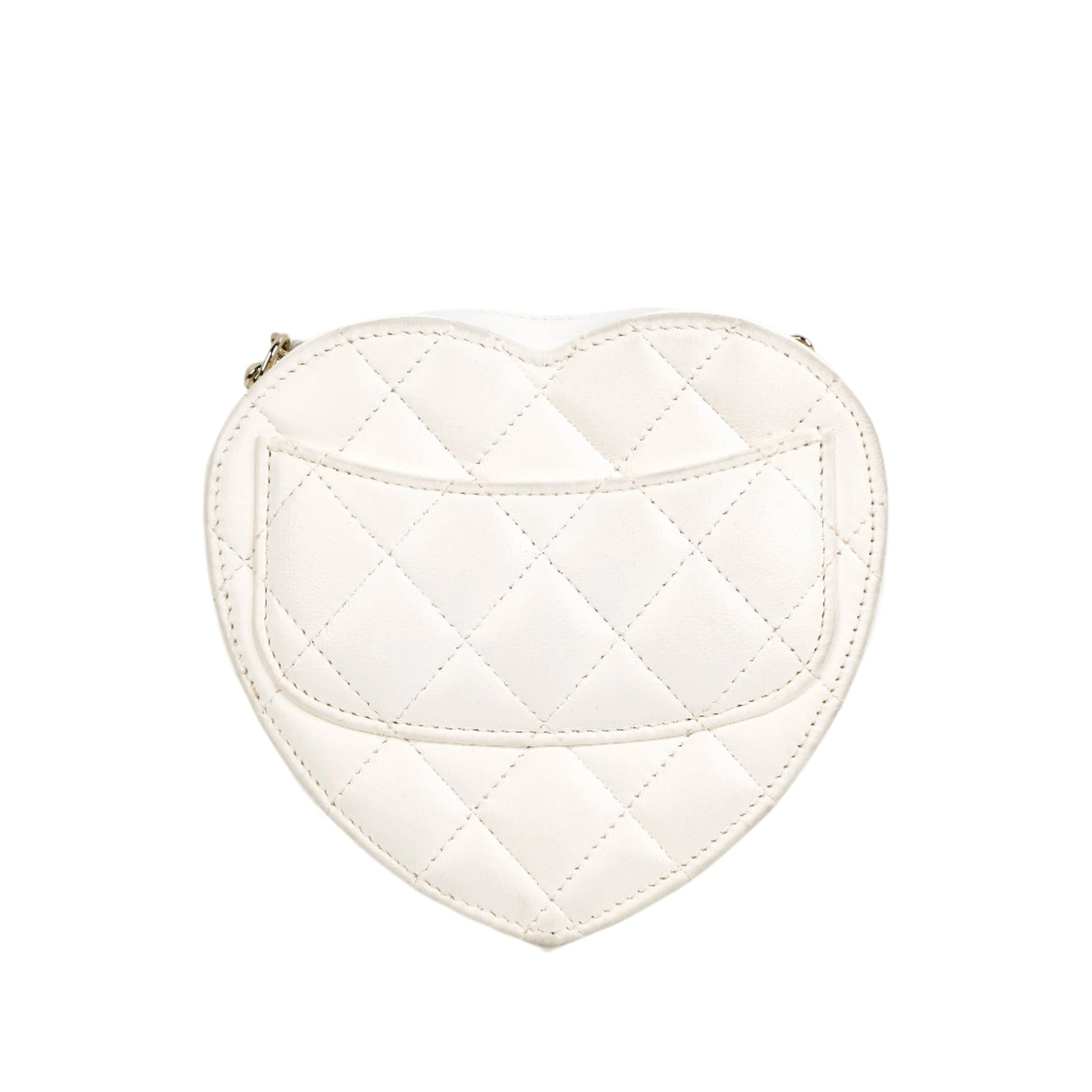 Chanel Heart Bag Small White Lamb
