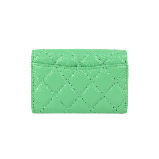 Chanel Flap Card Holder Green