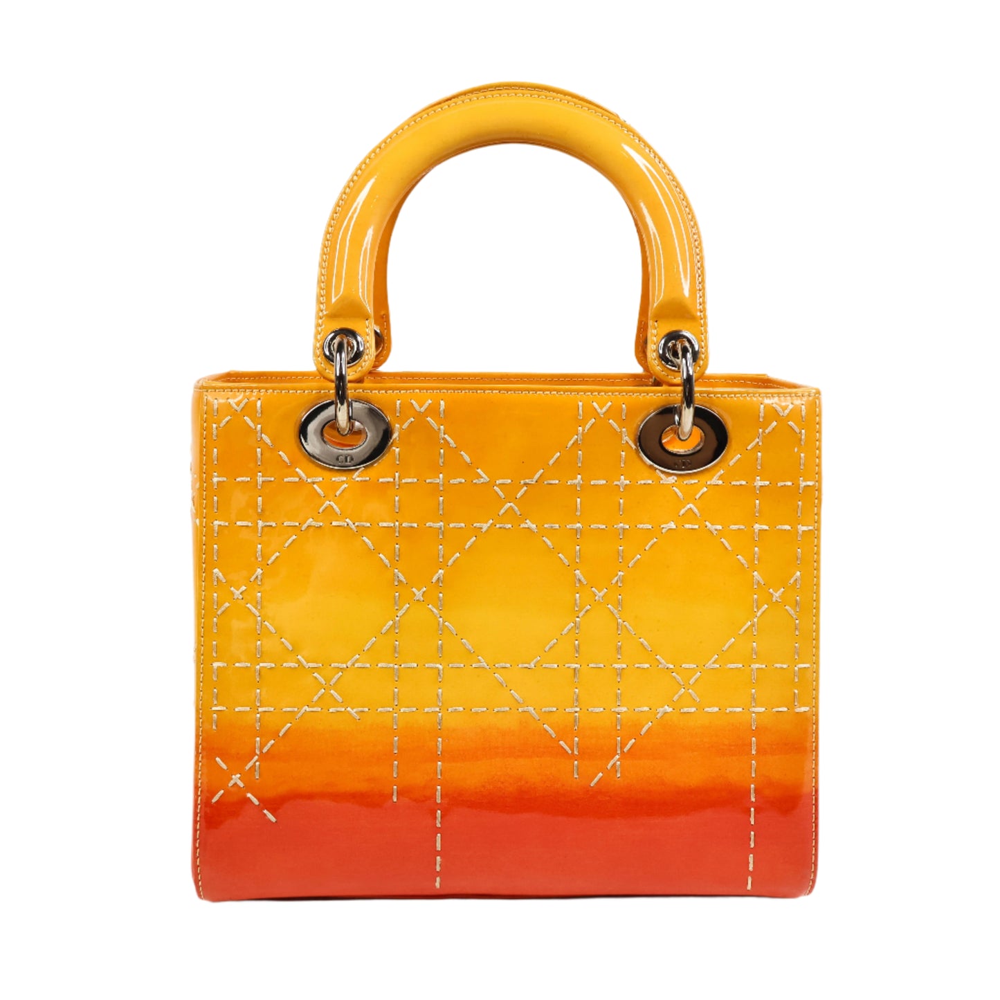Christian Dior Lady Medium Patent Ombre Yellow Orange