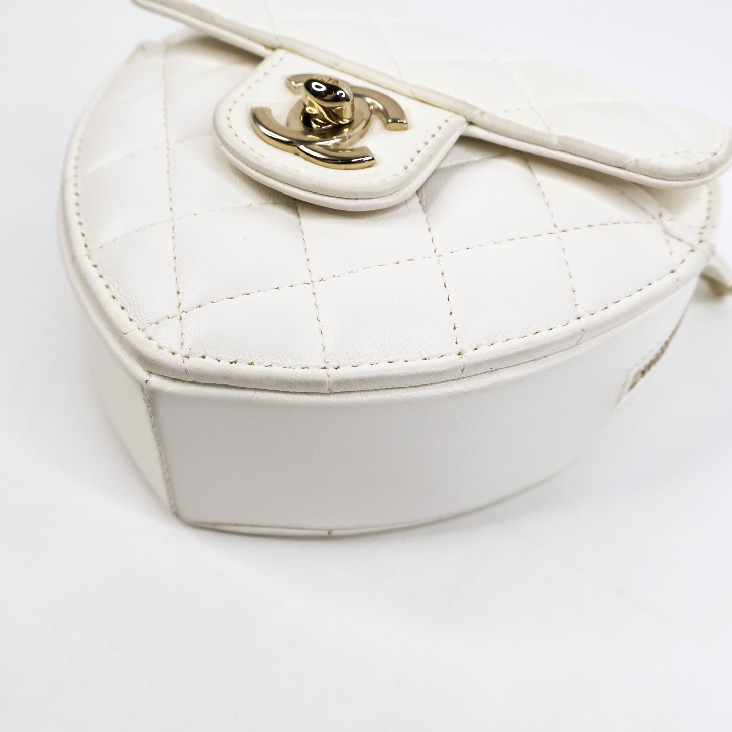Chanel Heart Bag Small White Lamb