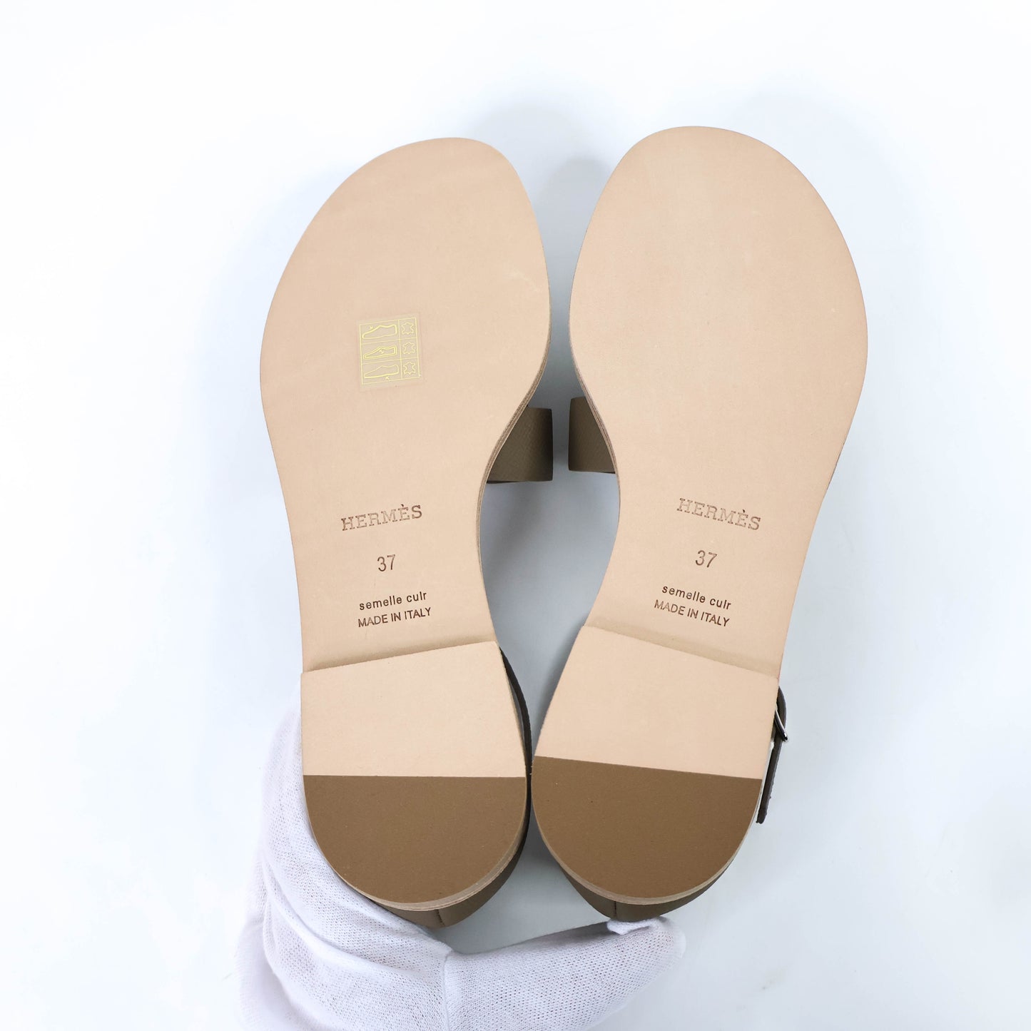 Hermes Santorini Sandals Etoupe 37