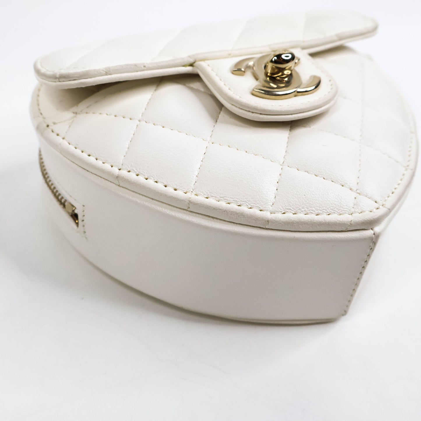 Chanel Heart Bag Small White Lamb
