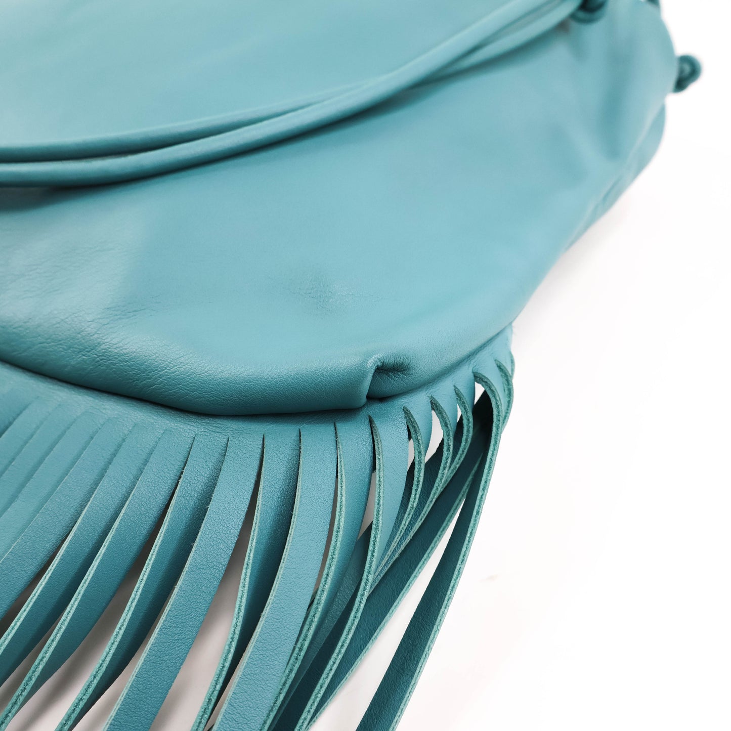 Bottega Veneta Fringe Pouch Linoleum Blue