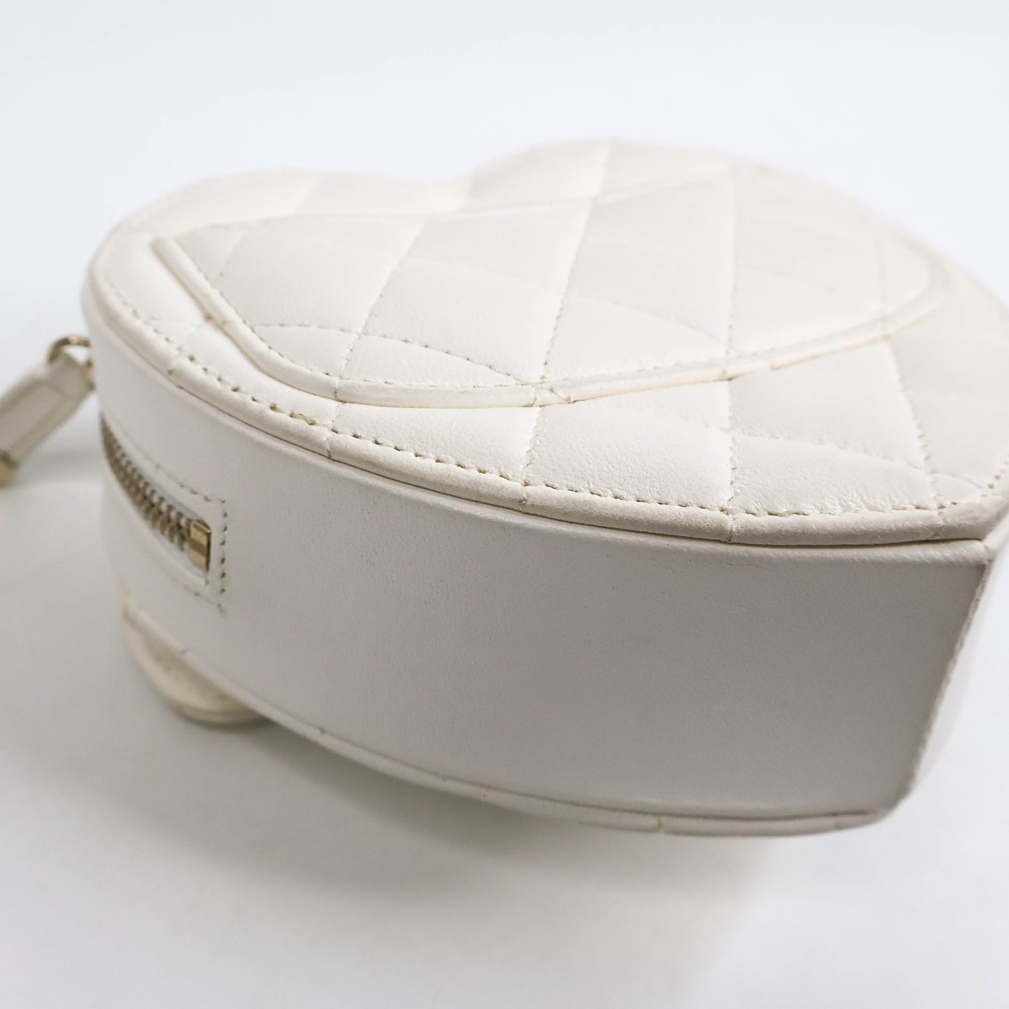 Chanel Heart Bag Small White Lamb