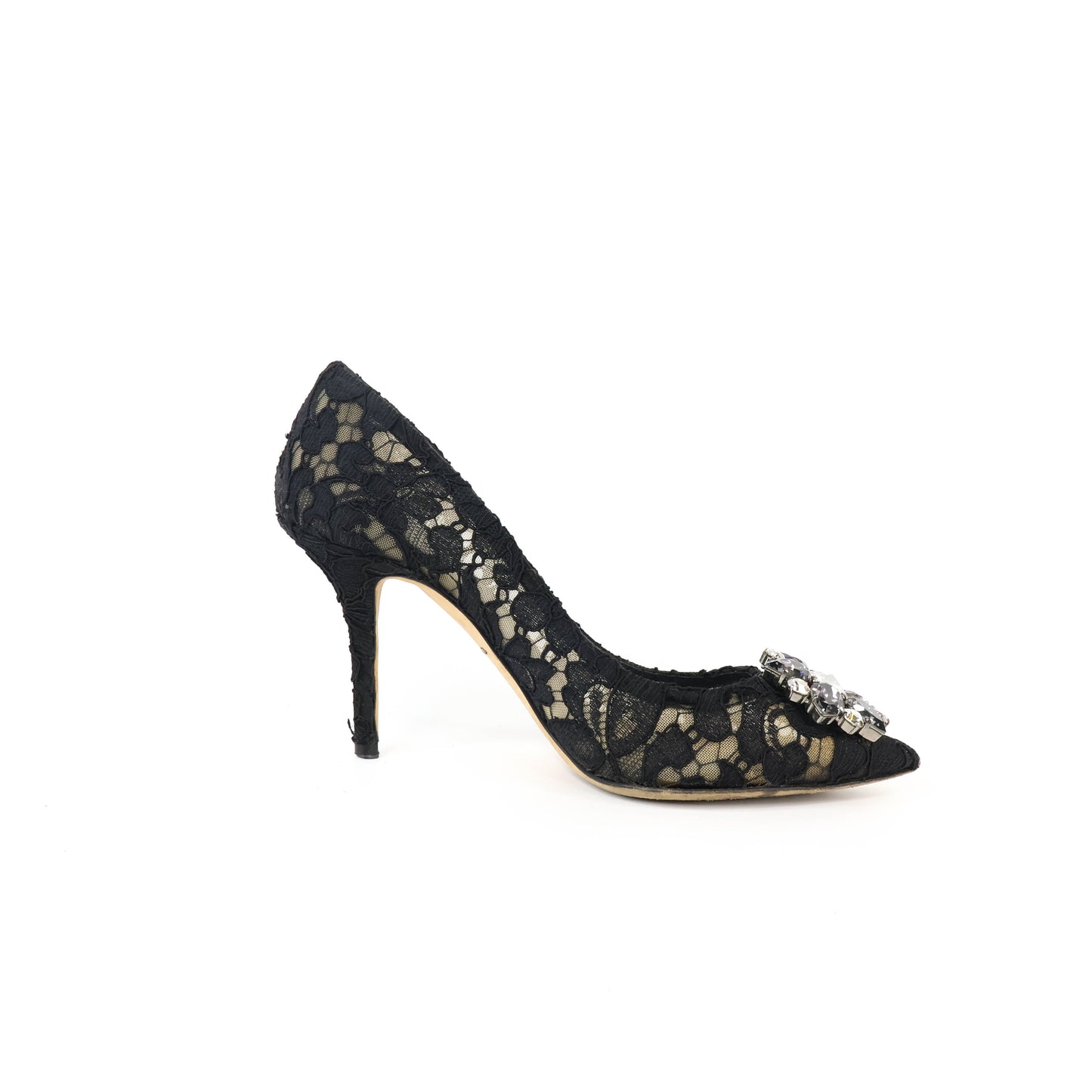 Dolce & Gabbana Pumps Lace Black Crystal 37.5