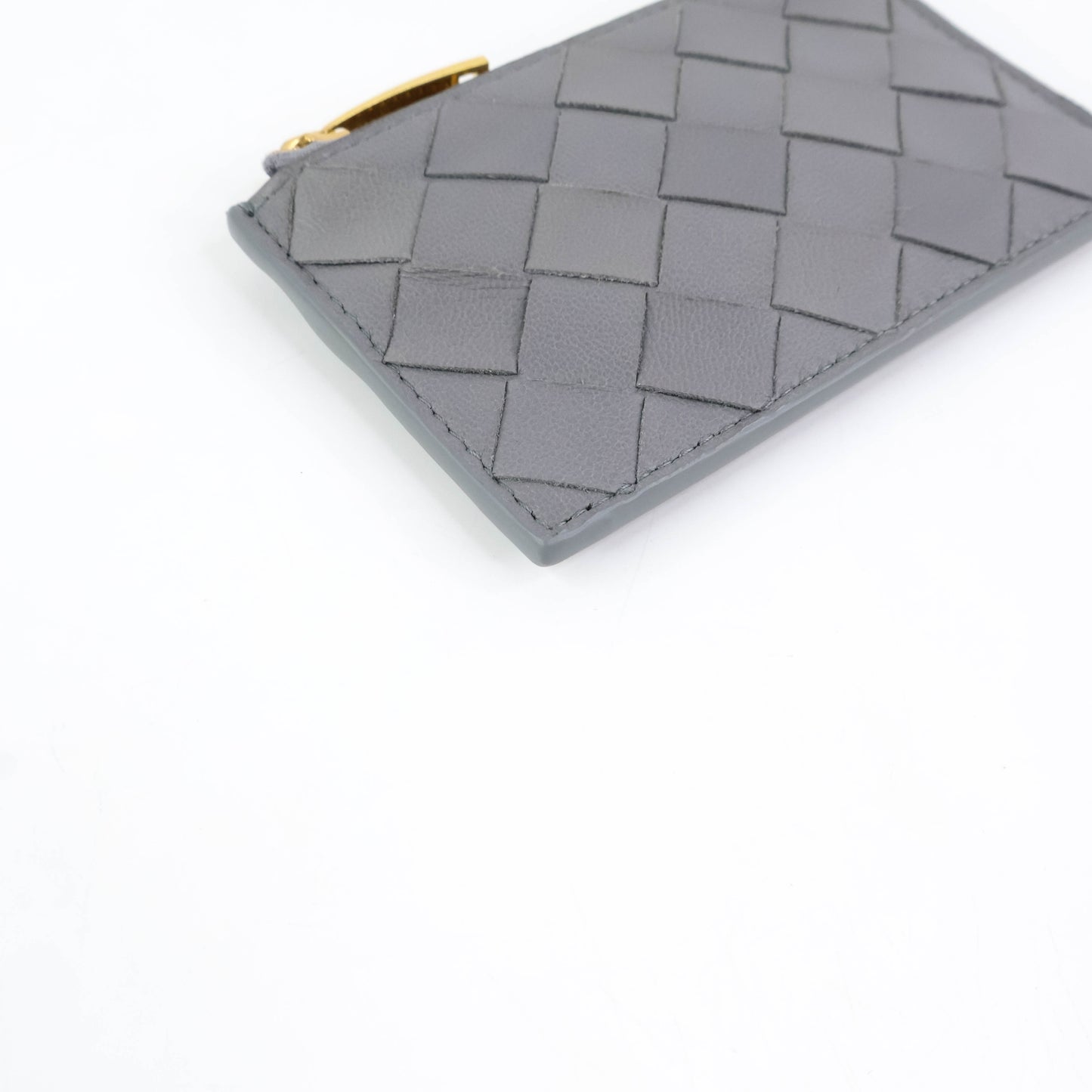 Bottega Coin Purse Intrecciato Grey with Keyring