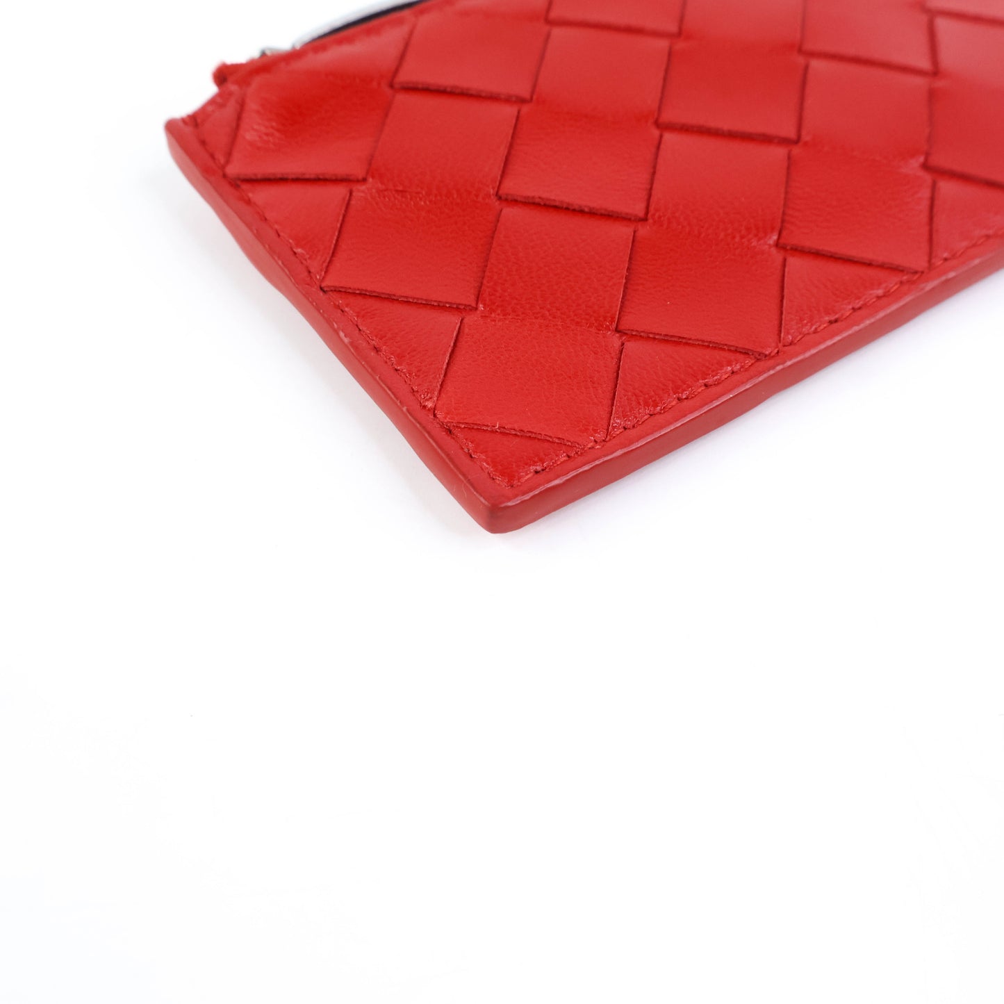 Bottega Coin Purse Intrecciato Red with Keyring