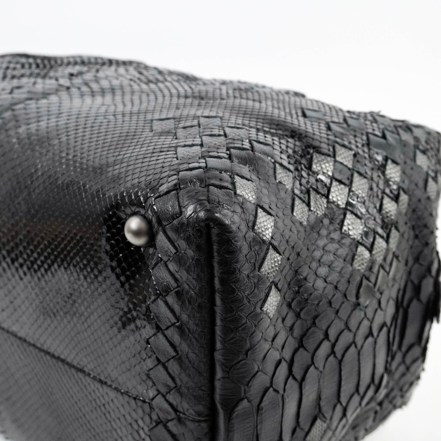 Bottega Handbag Python Black