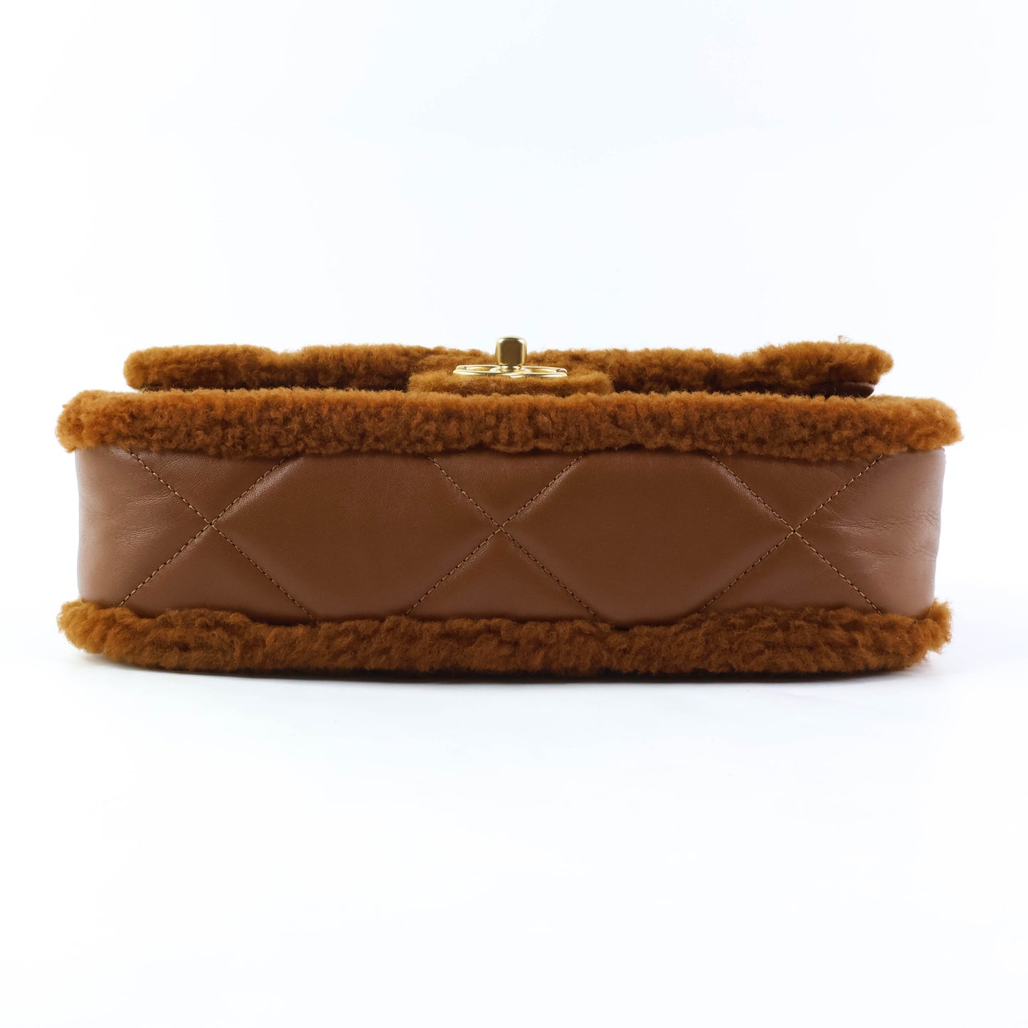 Chanel Flap Bag Fur Brown GHW Lamb