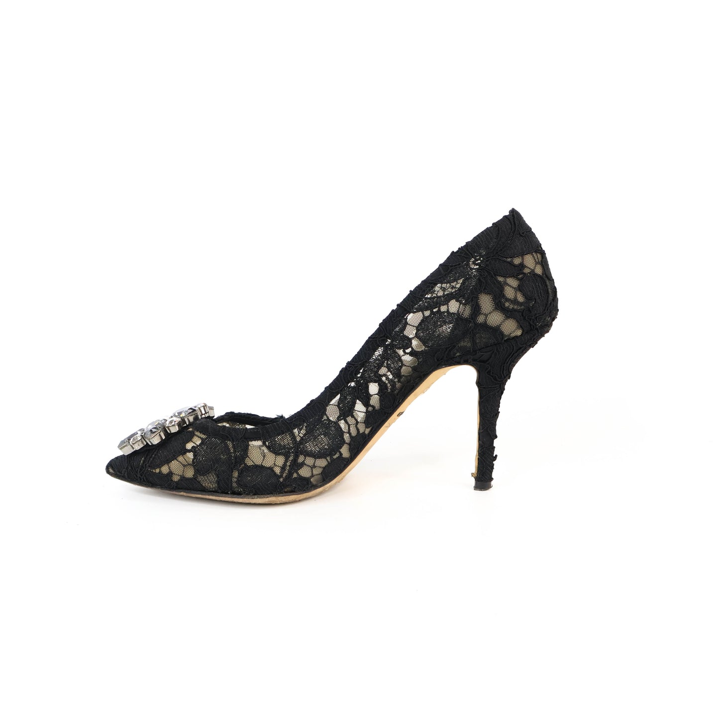 Dolce & Gabbana Pumps Lace Black Crystal 37.5
