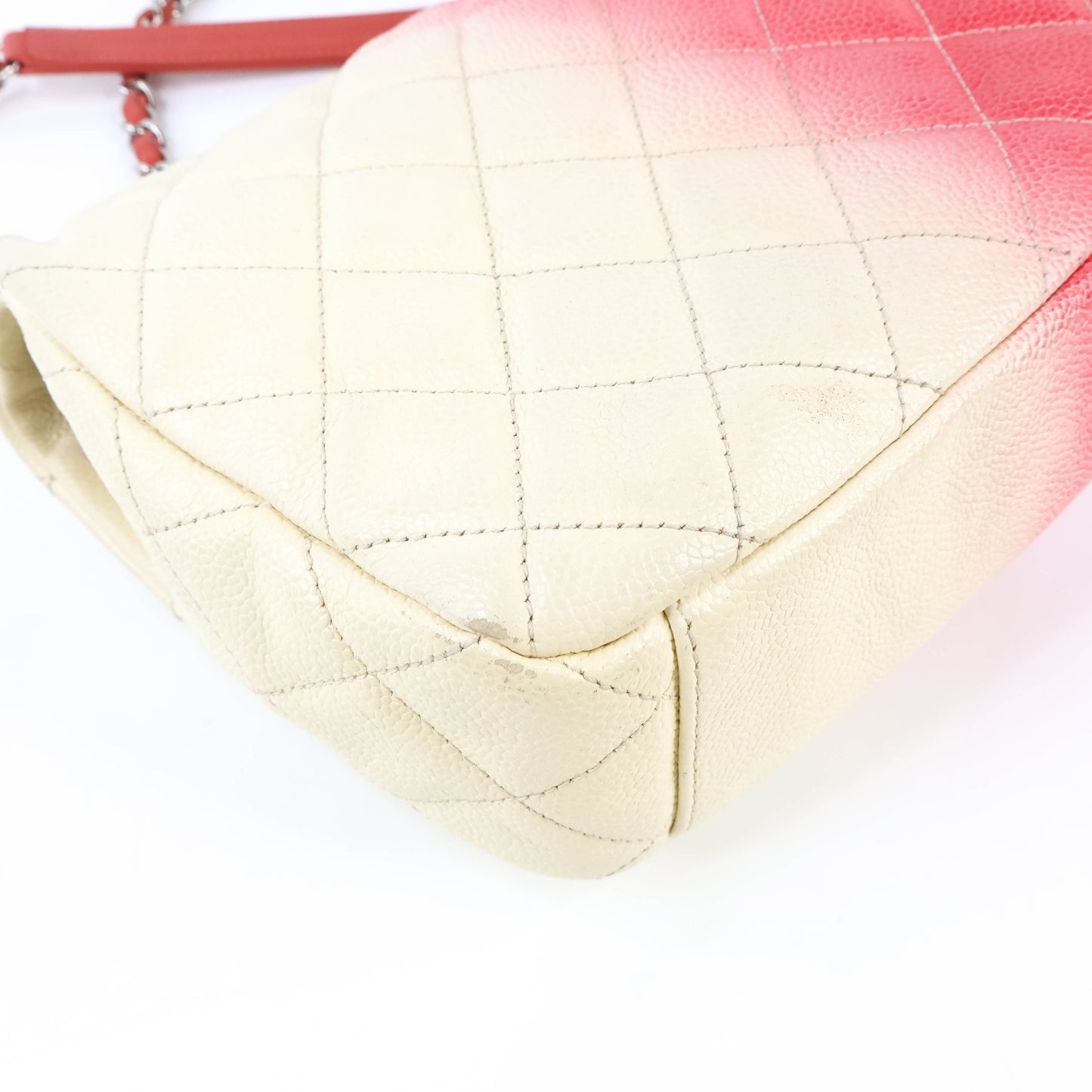 Chanel Flap Quilted Ombre White Red Caviar SHW