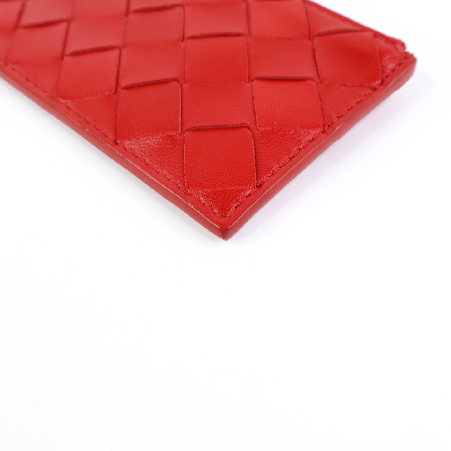 Bottega Coin Purse Intrecciato Red with Keyring