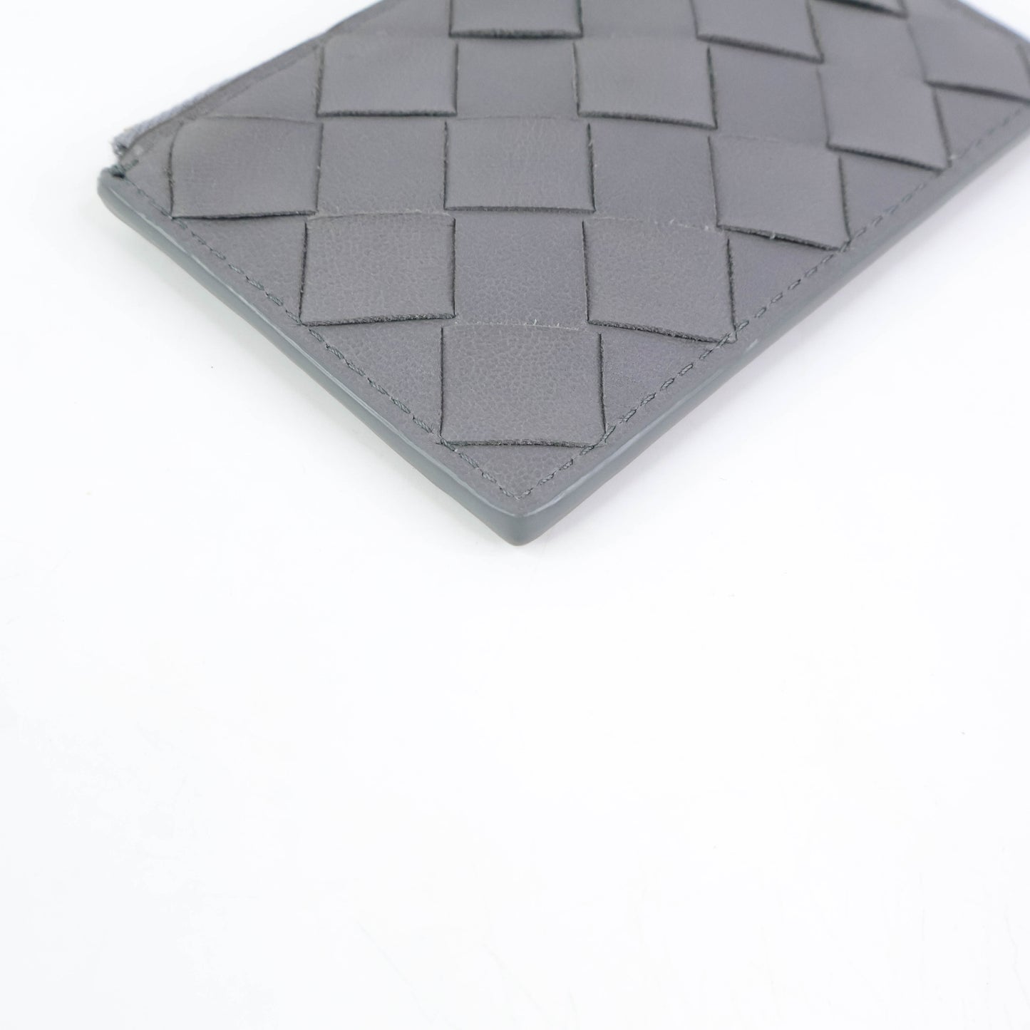 Bottega Coin Purse Intrecciato Grey with Keyring