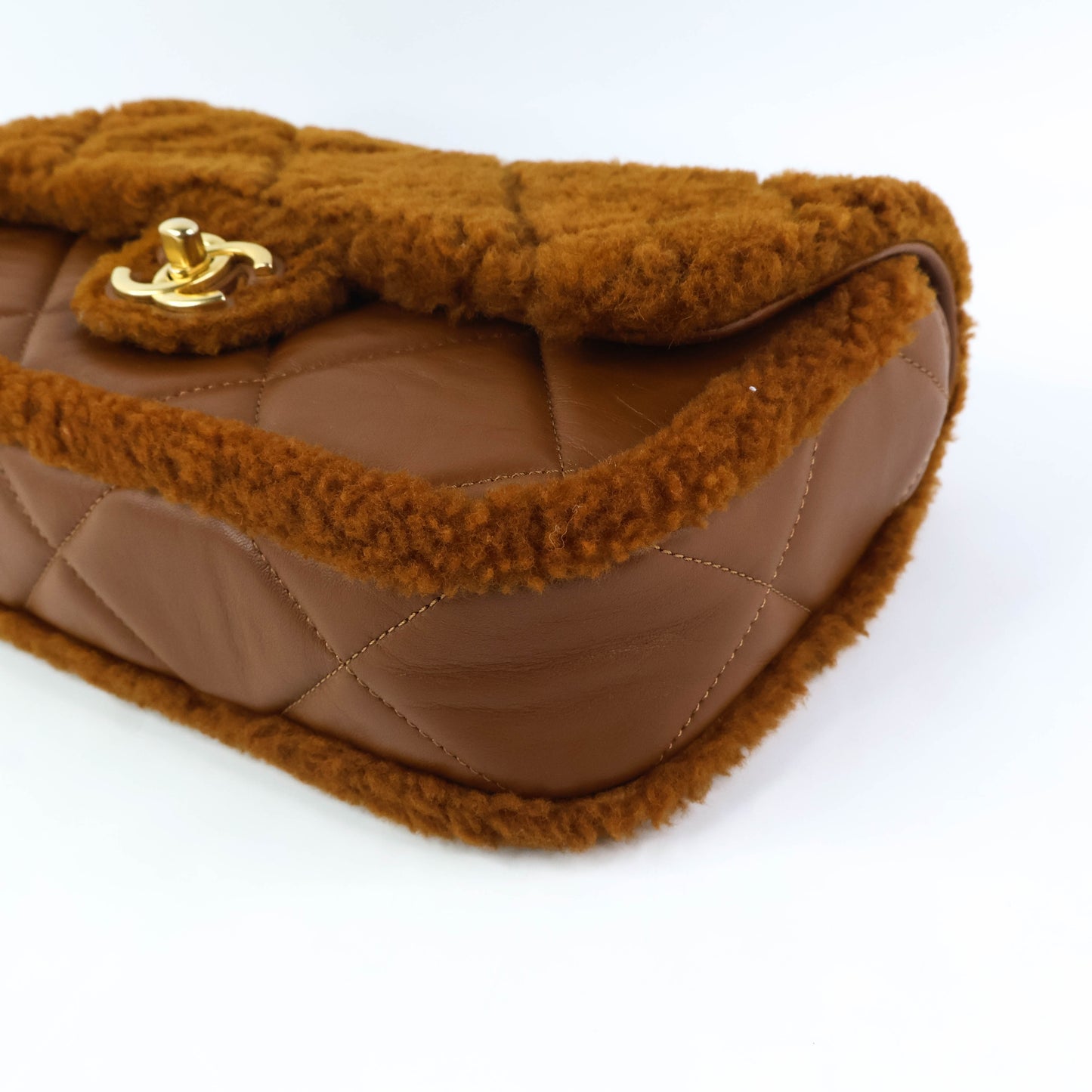 Chanel Flap Bag Fur Brown GHW Lamb