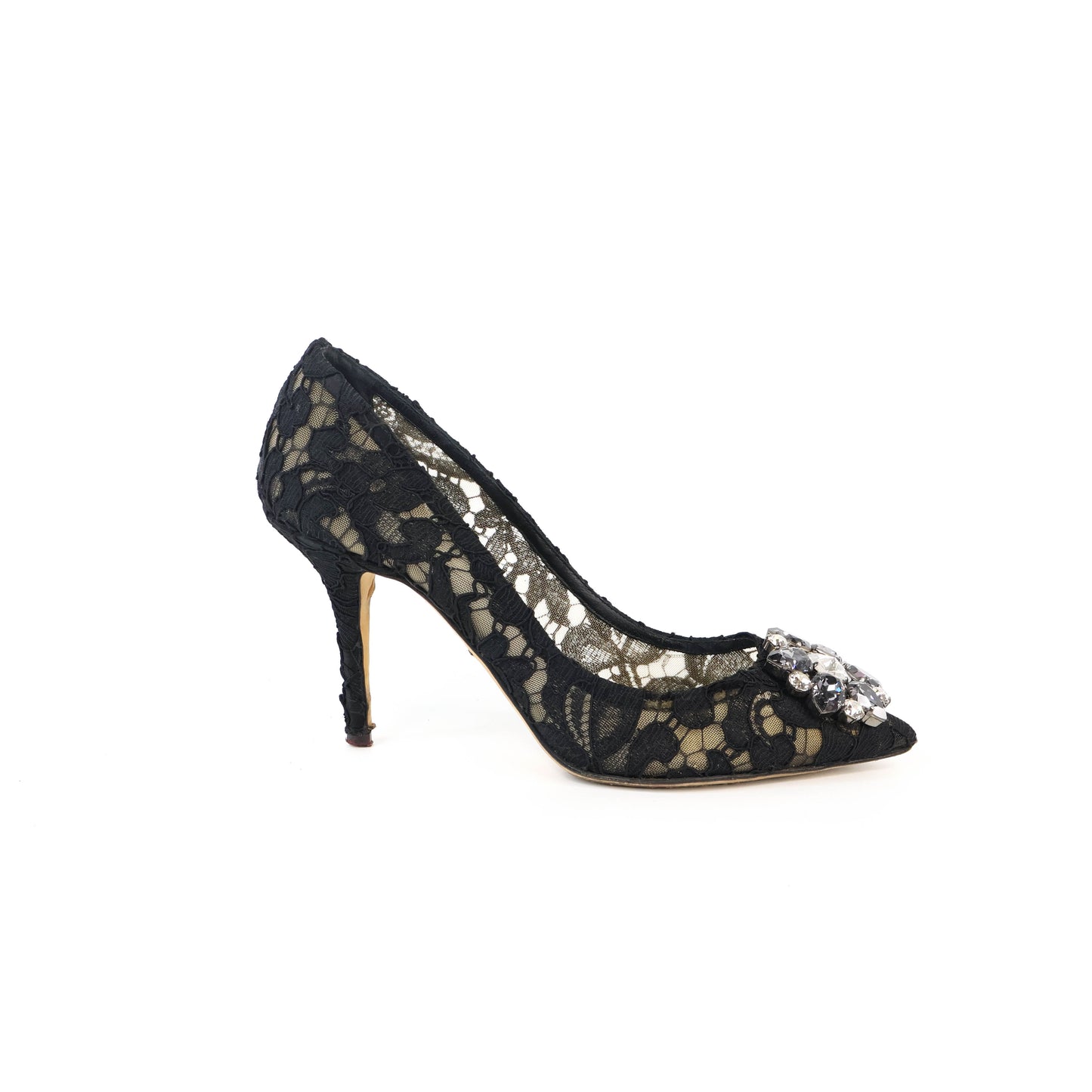 Dolce & Gabbana Pumps Lace Black Crystal 37.5