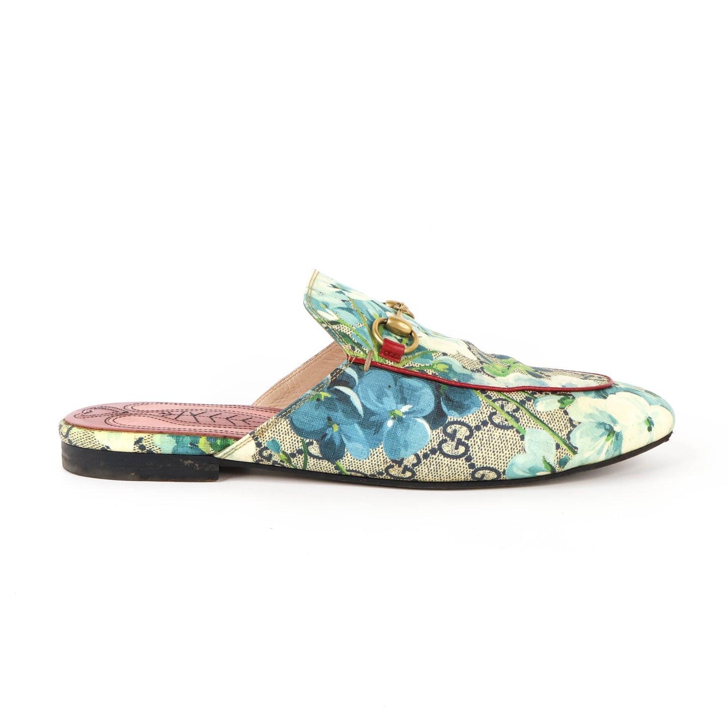 Gucci Horsebit Flat Princetown Floral Blue 38