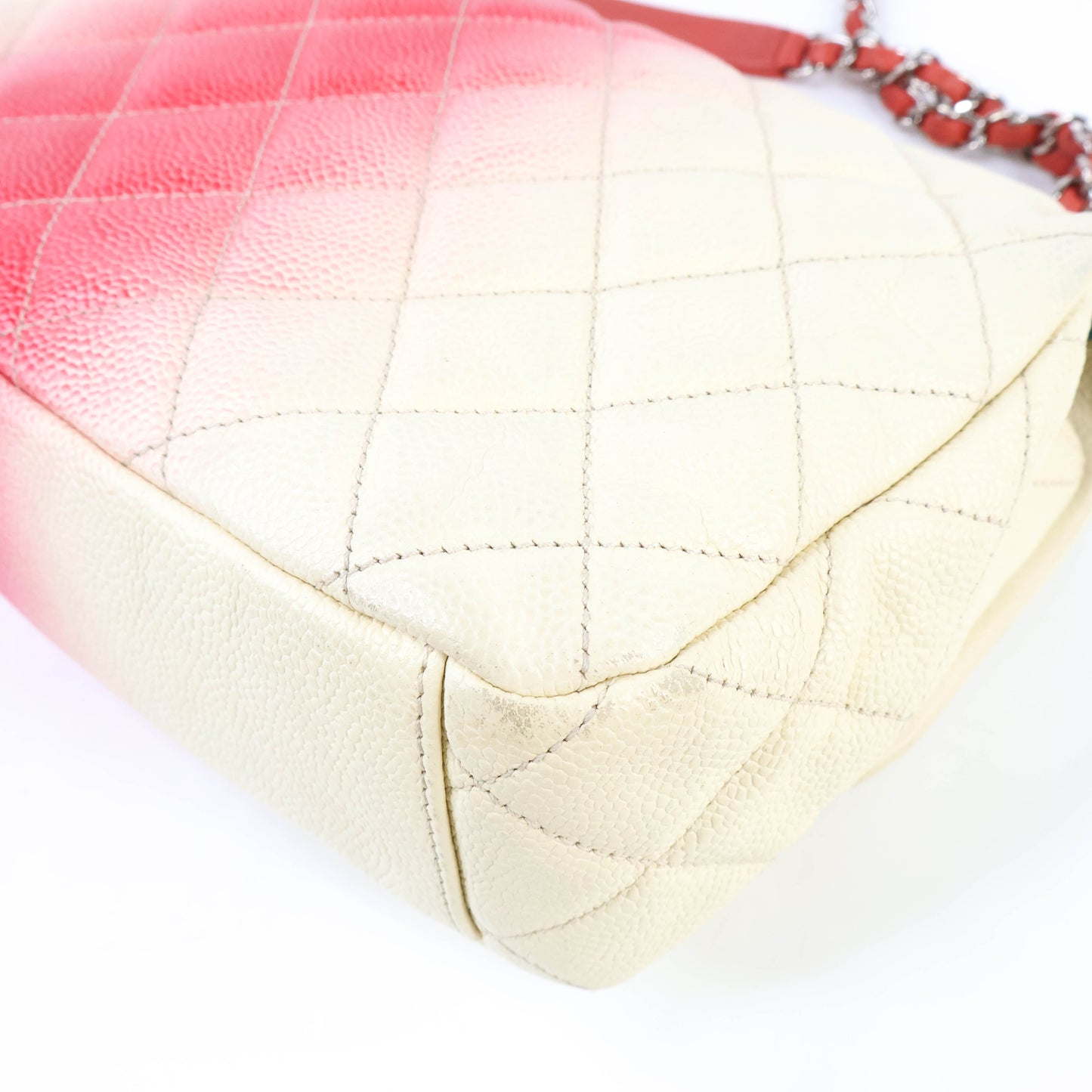 Chanel Flap Quilted Ombre White Red Caviar SHW