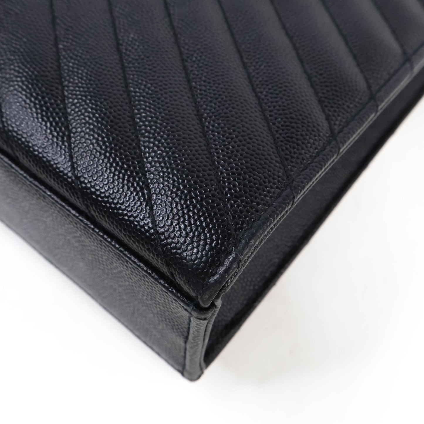 Saint Laurent Flap Large Black Grain GHW