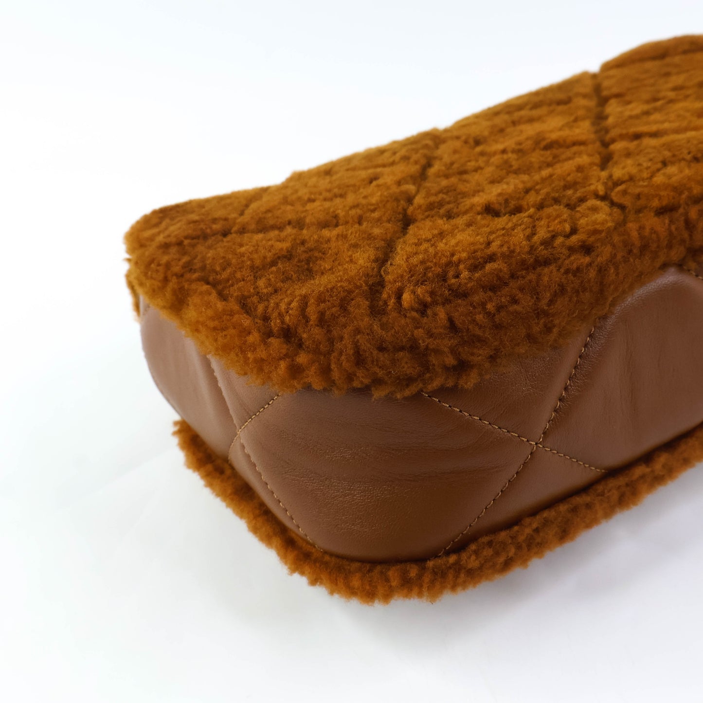 Chanel Flap Bag Fur Brown GHW Lamb