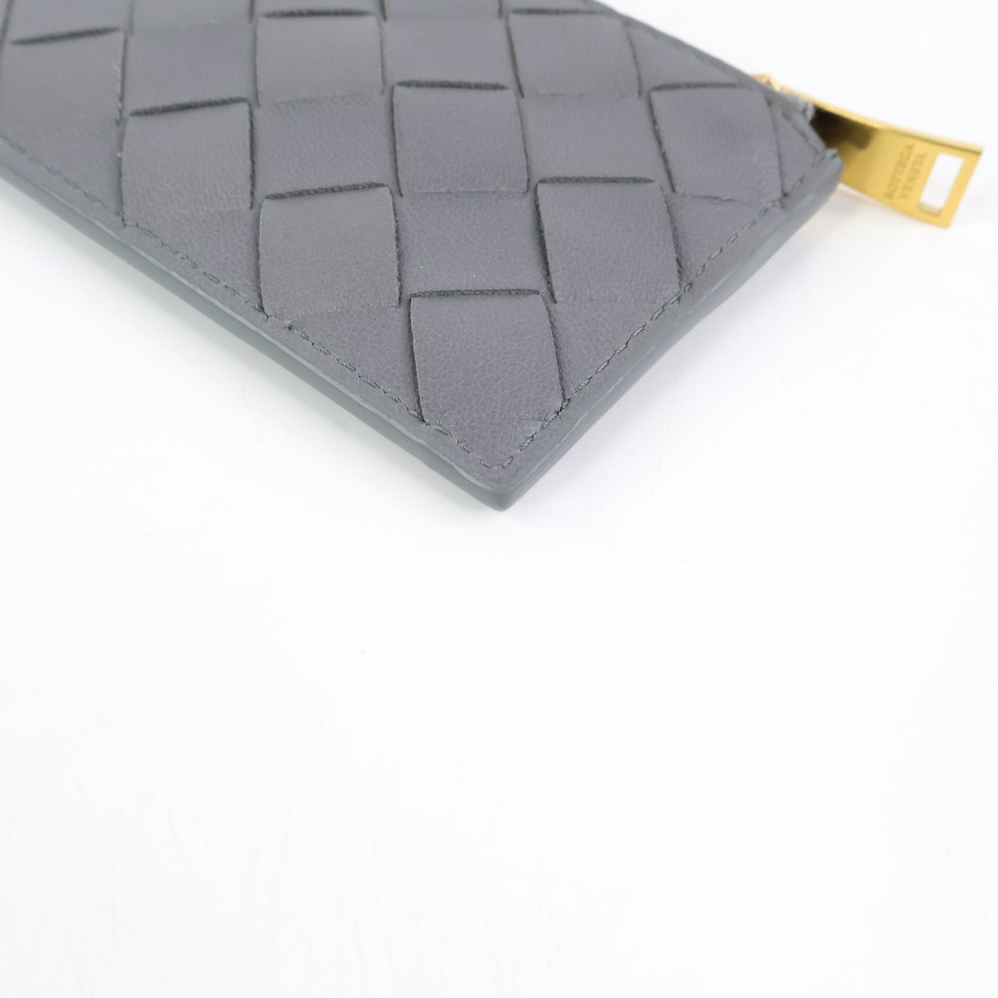 Bottega Coin Purse Intrecciato Grey with Keyring