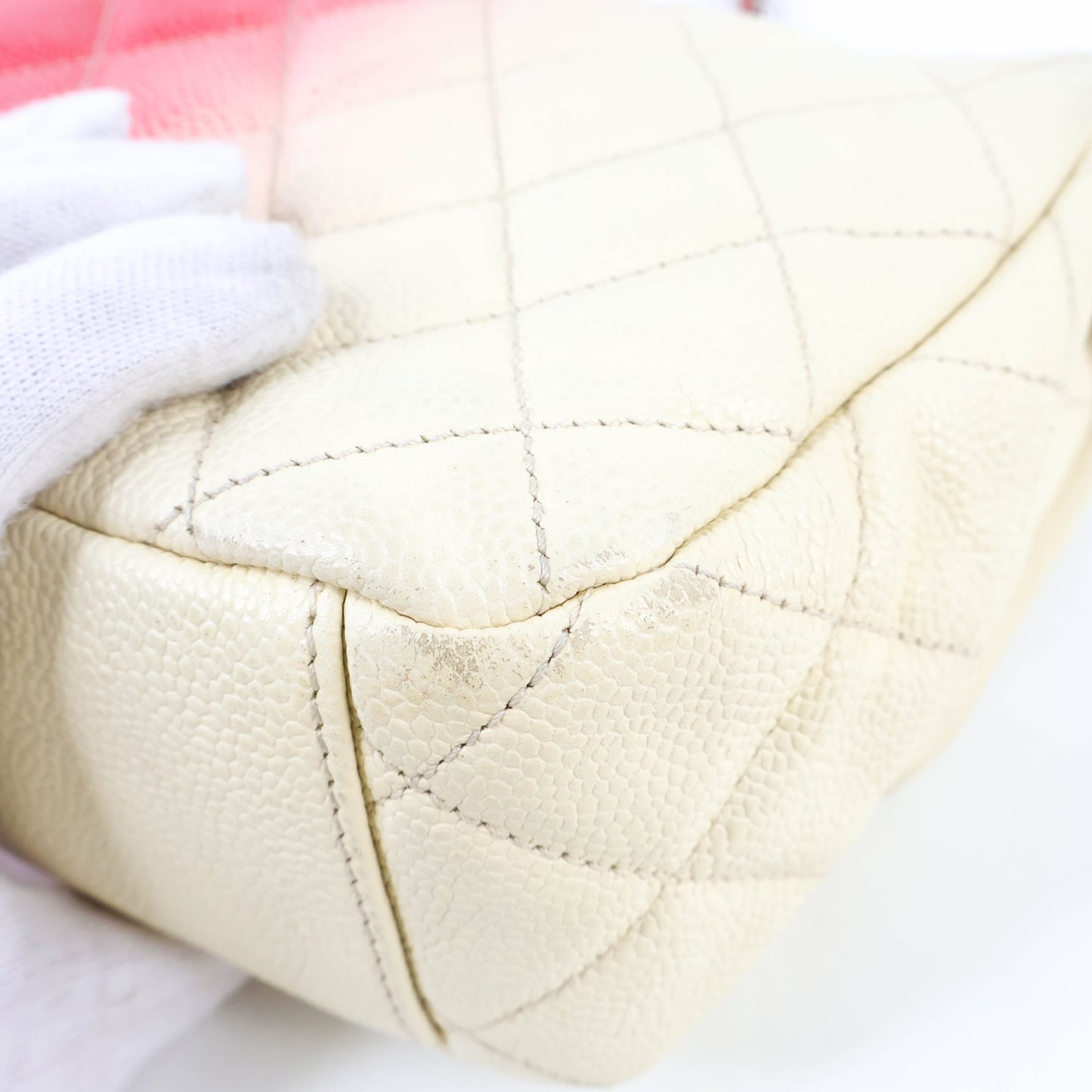 Chanel Flap Quilted Ombre White Red Caviar SHW