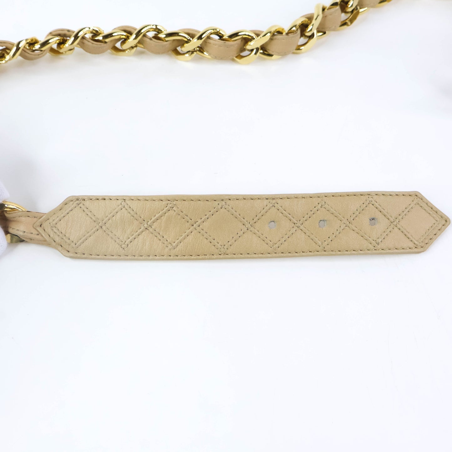 Chanel Belt Leather Beige/Chain Gold 65/26