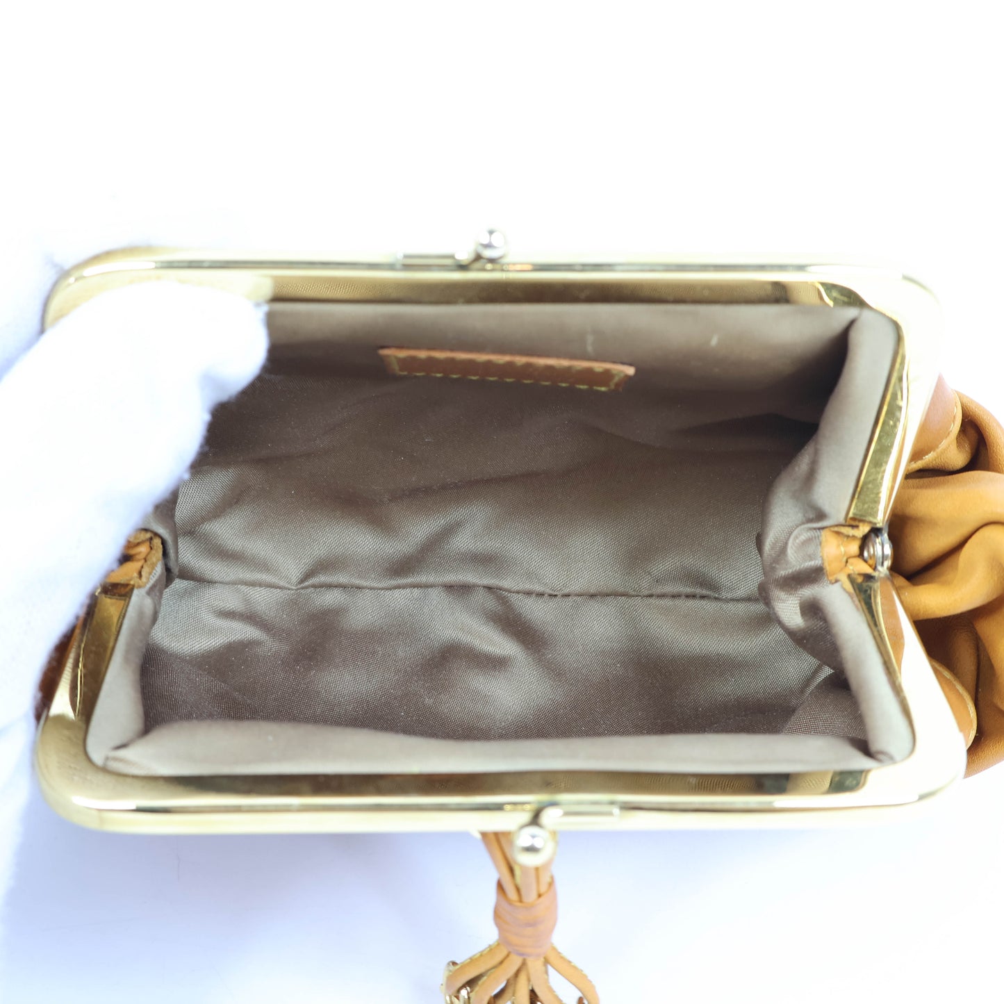 Christian Dior Vintage Clutch Bag Leather Brown