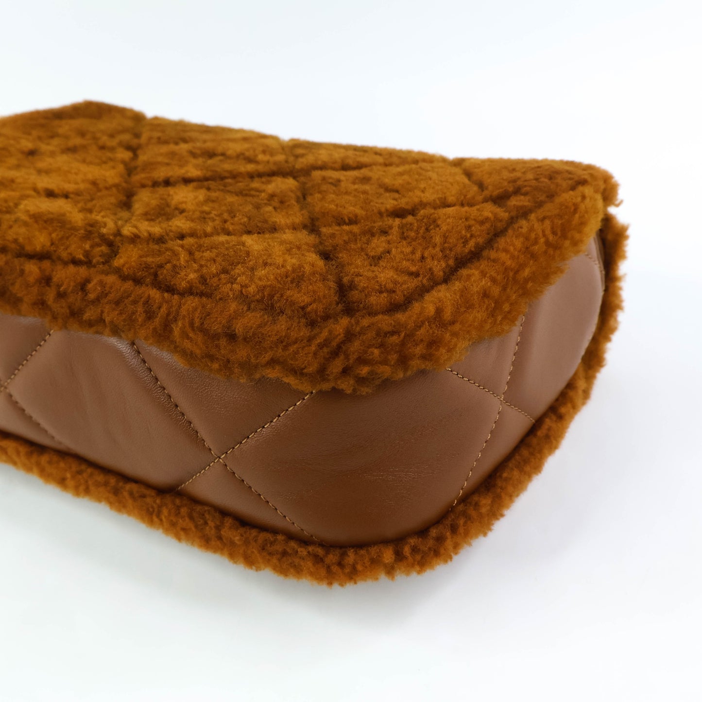 Chanel Flap Bag Fur Brown GHW Lamb