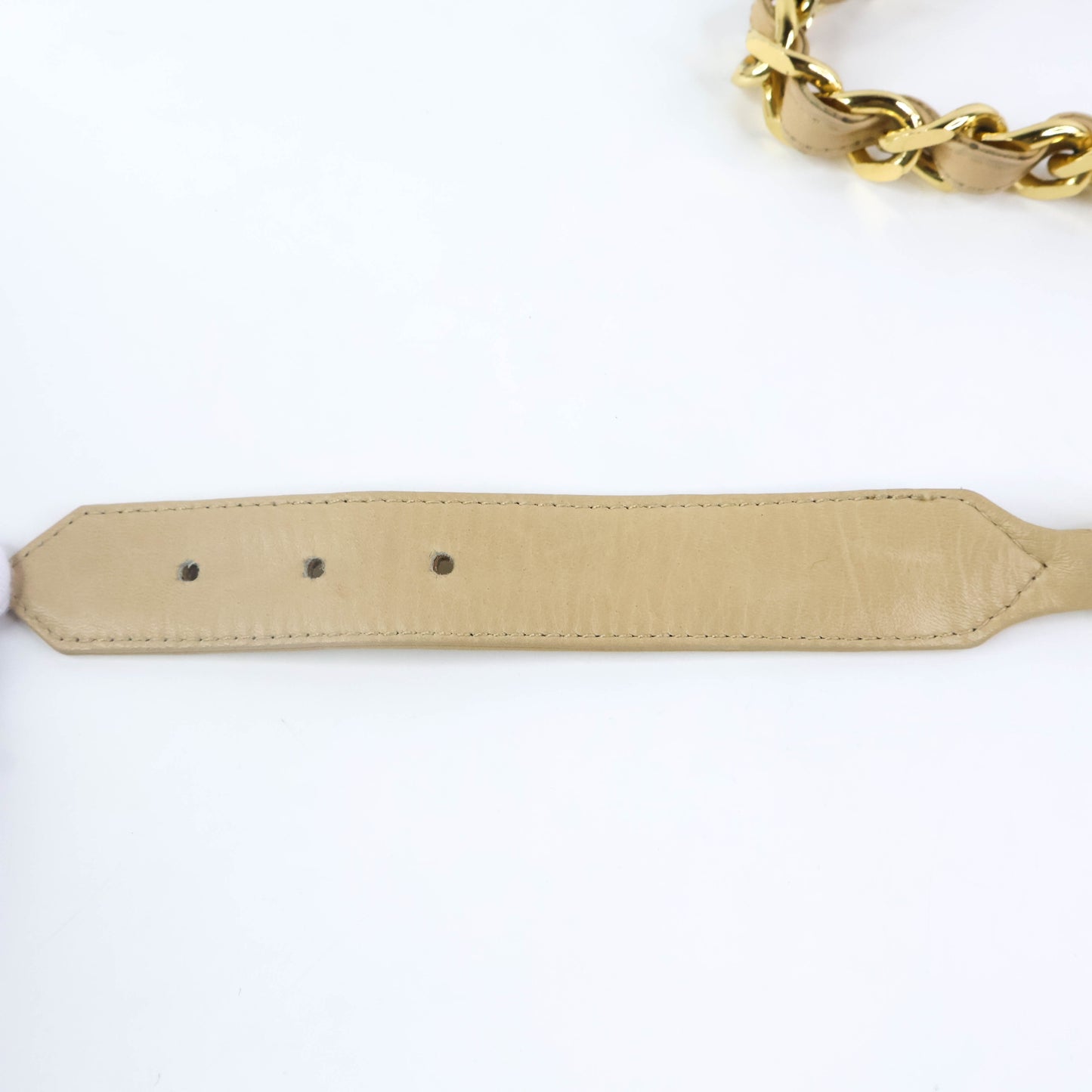Chanel Belt Leather Beige/Chain Gold 65/26