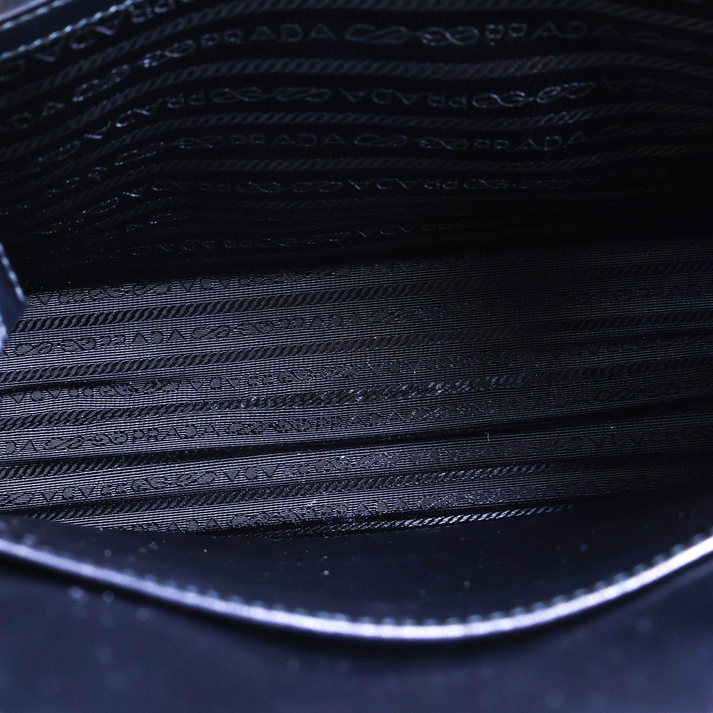 Prada Symbole Embroidered Fabric Handbag Small Black Beige