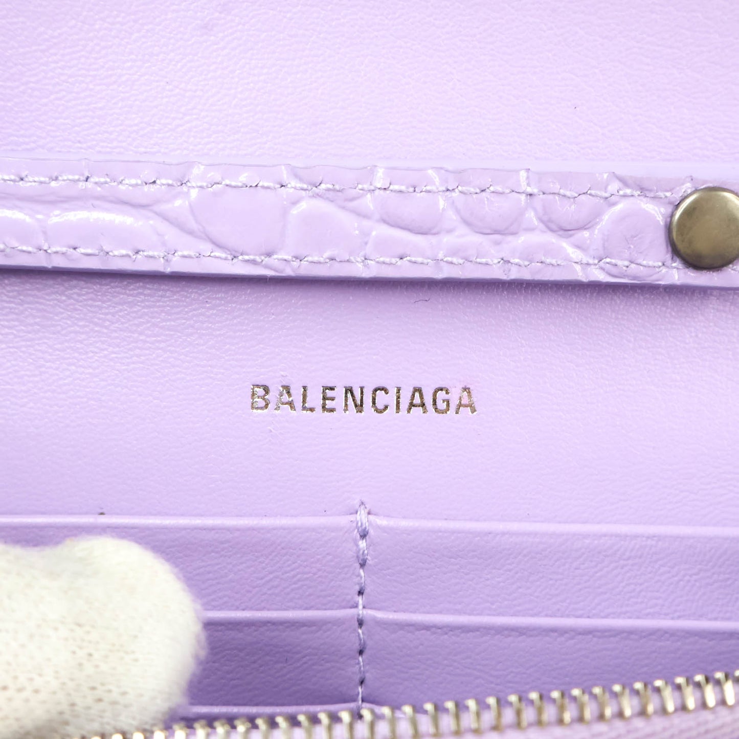 Balenciaga Hourglass Wallet On Chain purple Croc