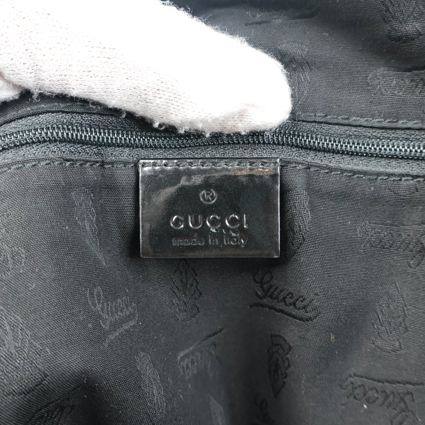 Gucci Tote Bag Canvas Patent Black