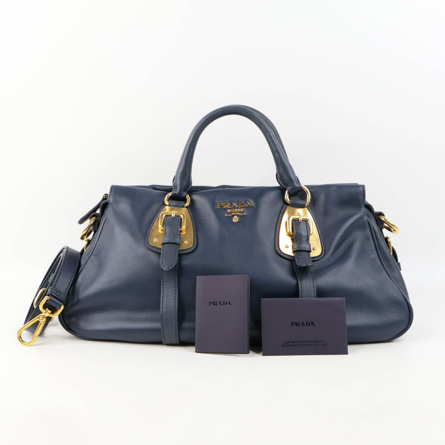Prada Handbag Leather Navy