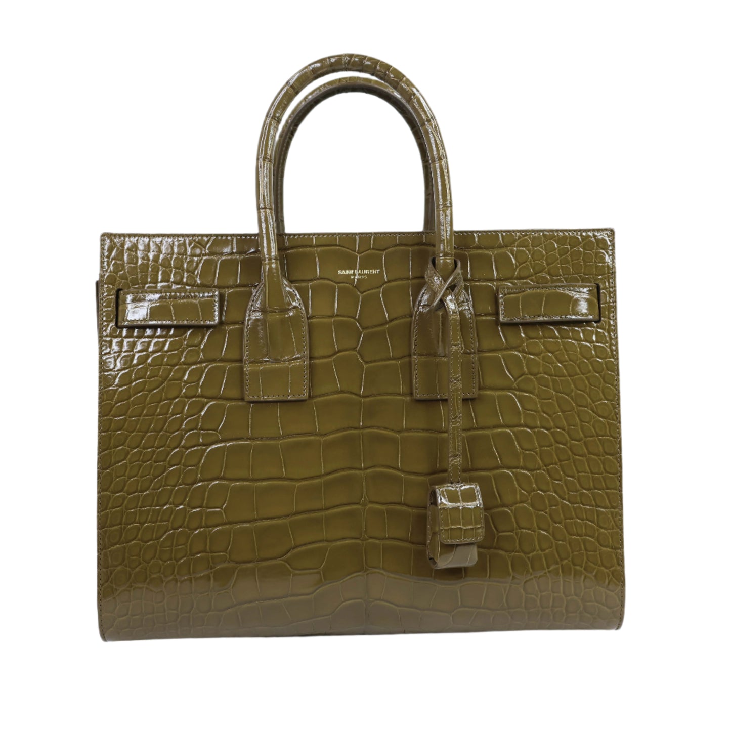 Saint Laurent Sac De Jour alligator Shiny Mini Olive Green