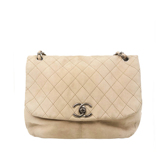 Chanel Trianon Messenger Flap Beige Suede