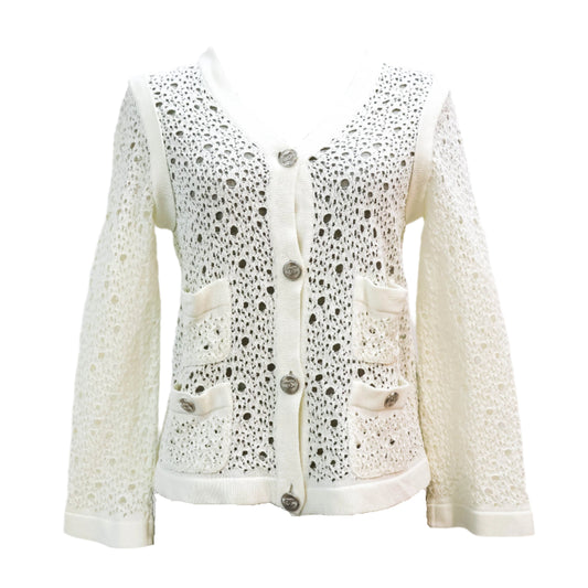 Chanel Cardigan Crochet Knit White