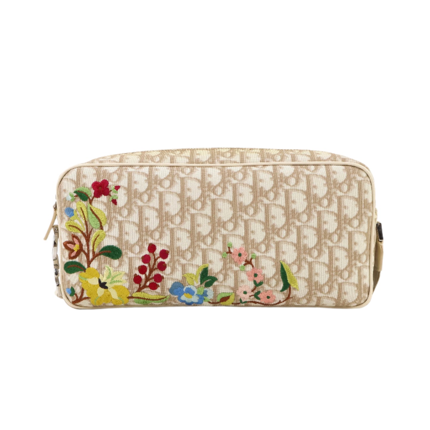 Christian Dior Vintage Crossbody Bag Oblique Beige Flowers