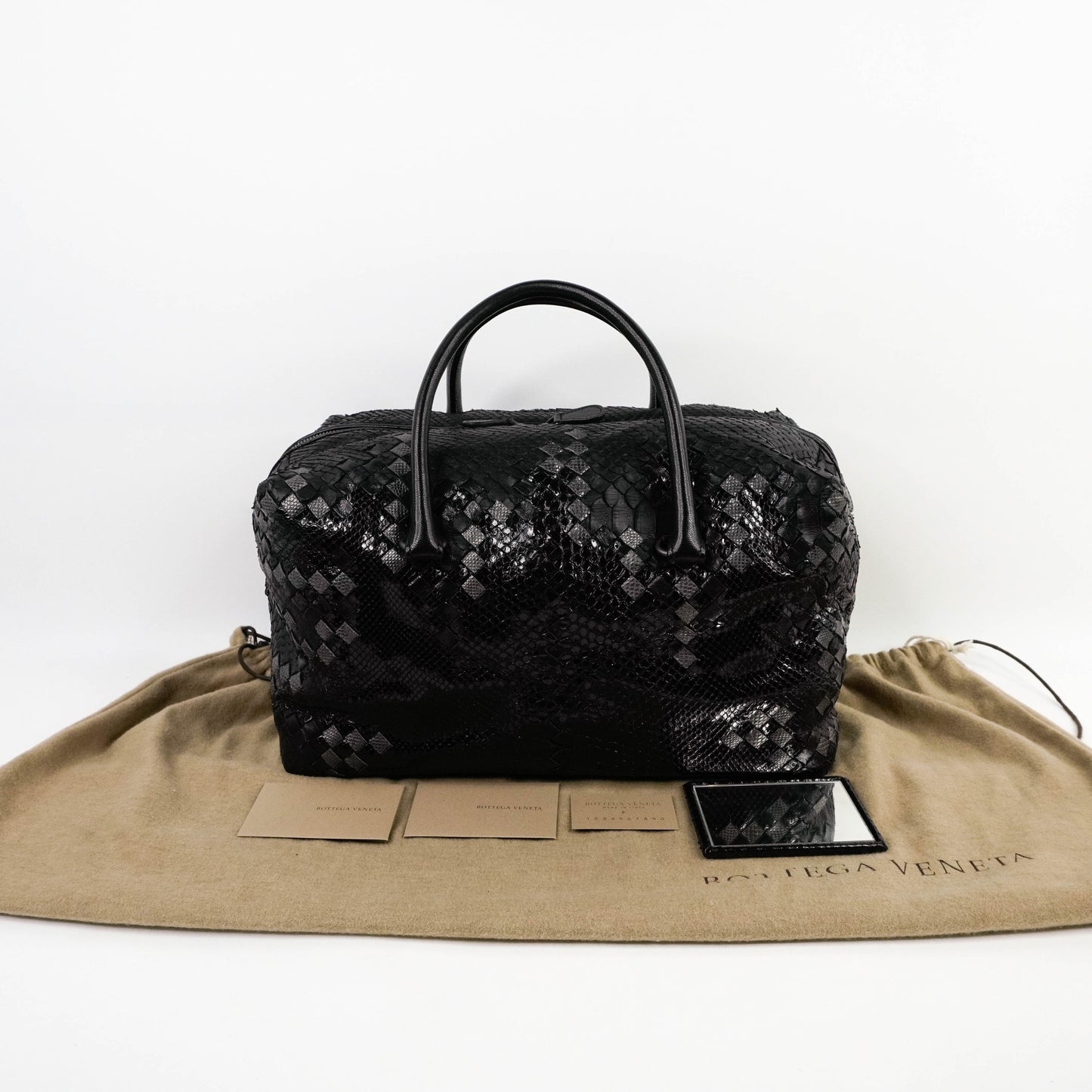 Bottega Handbag Python Black