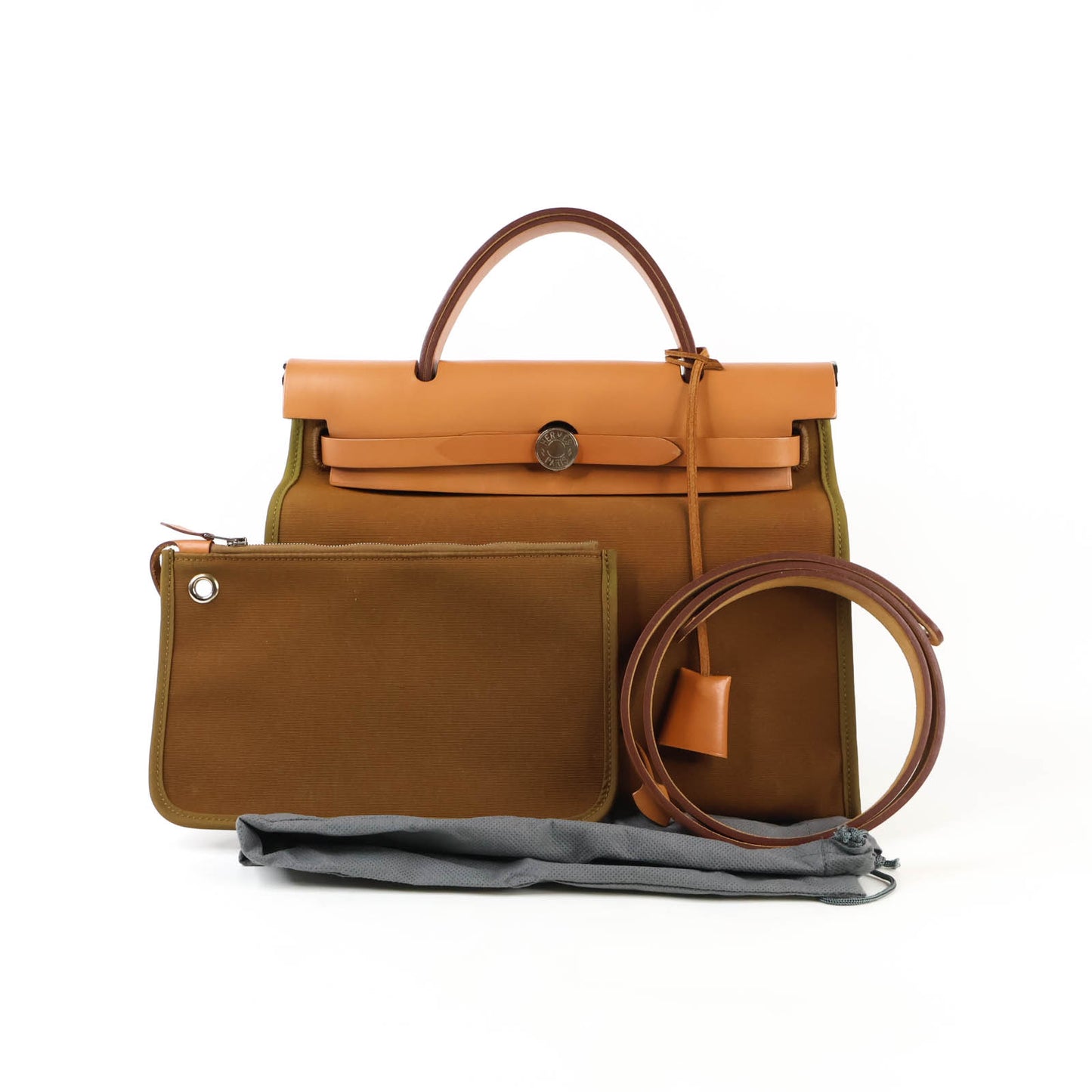 Hermes Herbag 31 Zip Canvas Brown PHW