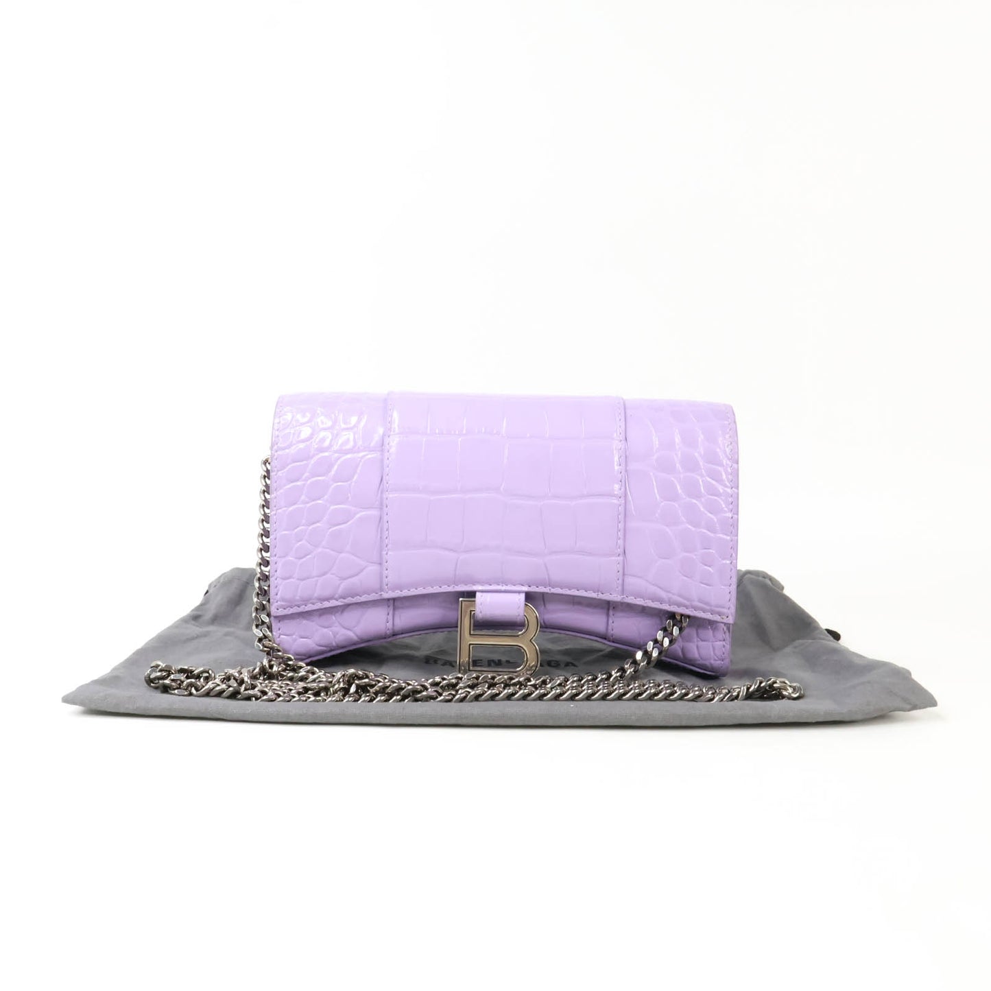 Balenciaga Hourglass Wallet On Chain purple Croc