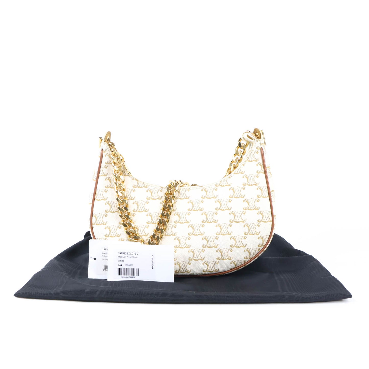 Celine Ava Medium Triomphe White Chain