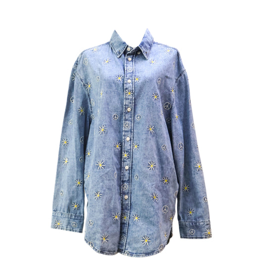 Sandro Embroidered Shirt Denim Blue